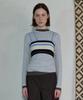 Aobteu Stripe Knit Bra Top - Black/Sky