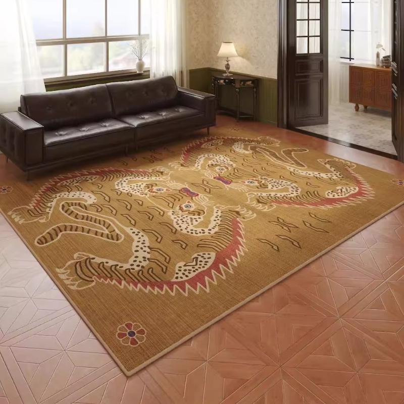 Retro Style Living Room Decoration Tiger Carpet Large Area Rugs for Bedroom Washable Lounge Soft Floor Mat Anti-slip Bedside Rug