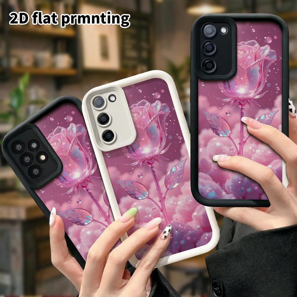 Phone Case: 2D Flat Samsung Galaxy A34 A35 M05 M06 S20 S22 S21 FE Plus 5G Gradient Protective Case, Pink Rose, Christmas and Halloween Gift