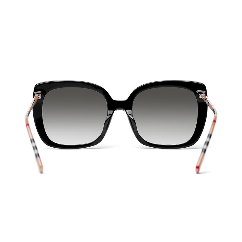 Burberry New Striped Collection Elegant Socialite Resort Fashion Trend Plate Frame Square Sunglasses Women's
