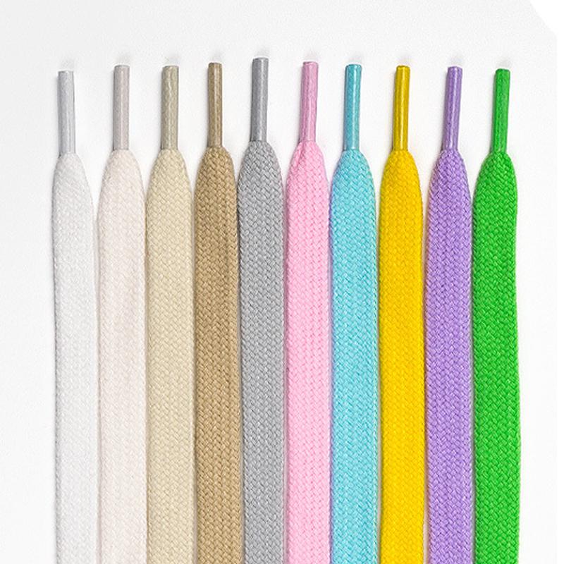 Elastic Polyester Cotton Shoelaces 1cm Flat Braided Replacement Laces Multi-Color Durable Laces for Sneakers Boots & Casual Shoe