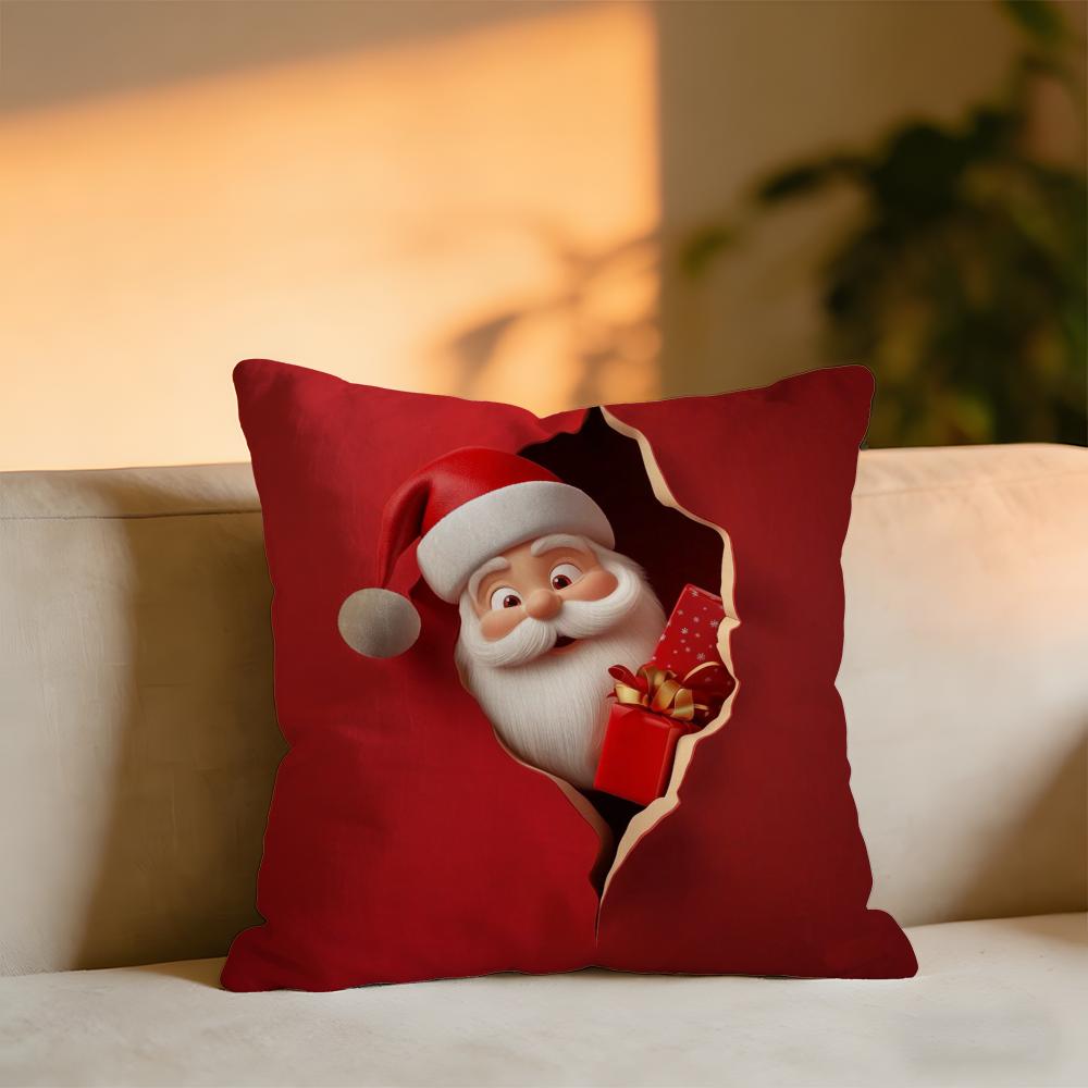 

Santa Claus Cushion Cover Cozy Velvet Throw PillowSoft Warm Cushion For Sofa Bed 30X30cm