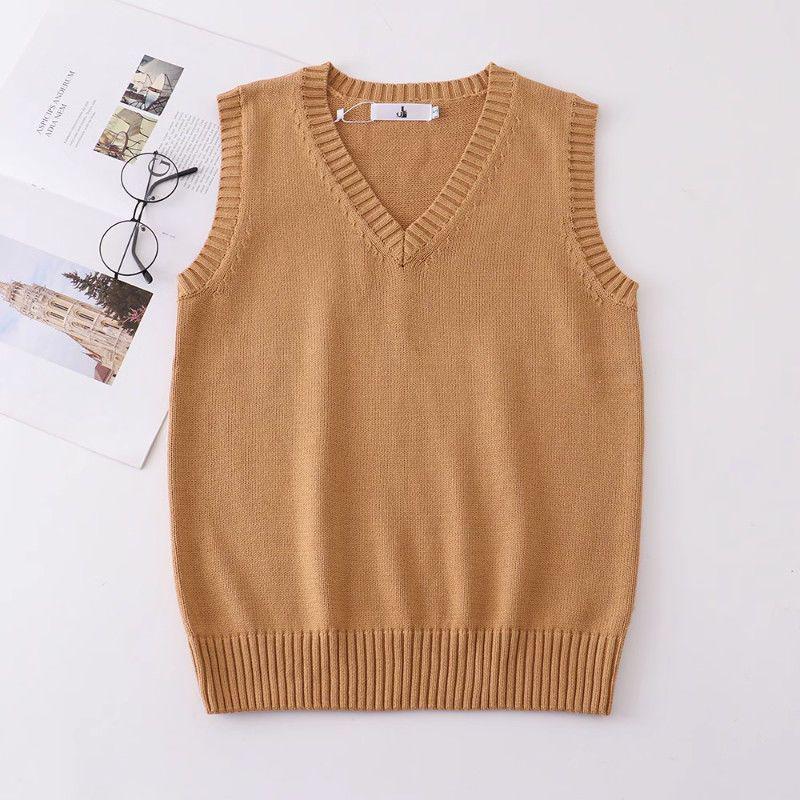 In-Stock: Women's Japanese Style V-Neck Sleeveless Sweater Vest - 12 Colors