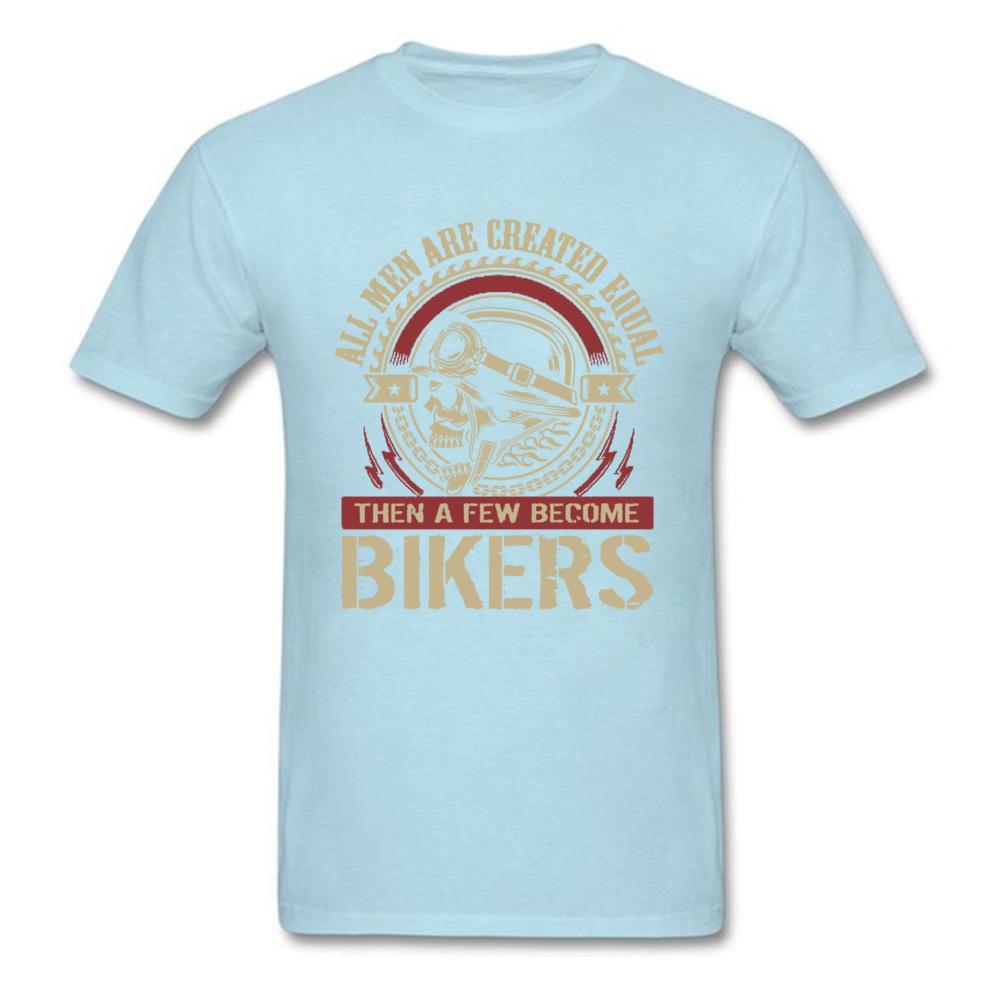 Vintage Motorcycle Skull Tshirt All Men Are Created Equal Then A Few Become Bikers Summer Motorbike Tops & Tees New