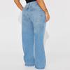 Damen Wide Leg Jeans Hohe Taille Stretch Boyfriend Denim Hose Gerade Beine Locker Baggy Jeans mit Taschen