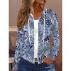 Bedrucktes Design Frühjahrs- und Herbststile Blau Weiß Floral Leopardendruck lässiger Stil Kapuzenjacke