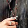 High-End Niche Personalized Red String Necklace with Agate Cat's Eye Pendant for Women