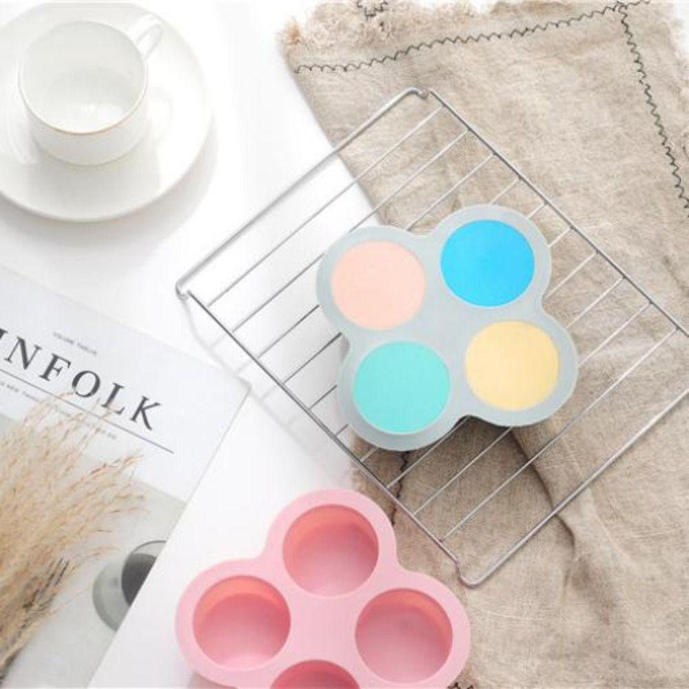 4 Cavity Silicone Mold Non-Stick Round Shape Eggs Mold New Steamer Cooking Mold  Egg Pan