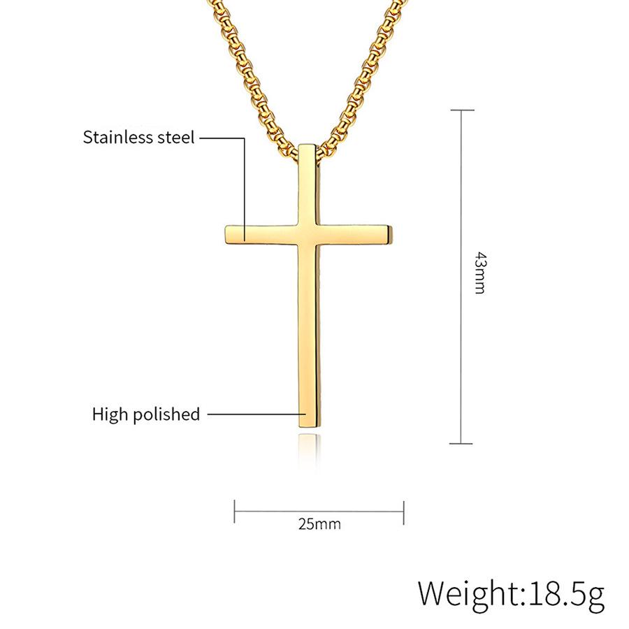 Simple Titanium Steel Cross Necklace Smooth Niche Personality Men and Women Wear Stainless Steel Sweater Chain