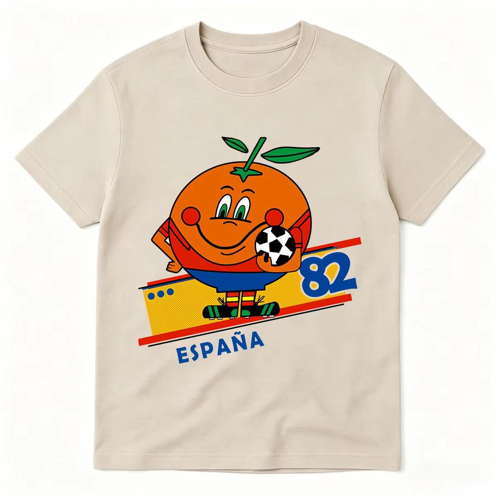 Naranjito Spagna 82 Mascotte Spagna 1982 Calcio Divertente Maglietta Unisex Abbigliamento Unisex Moda Cotone Oversize Manica Corta Magliette