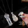 Lychee Frozen White Chalcedony, Gourd Gem Necklace, Water Spirit, 18K Gold Plated, High Ice Chalcedony Cheetah, Ring