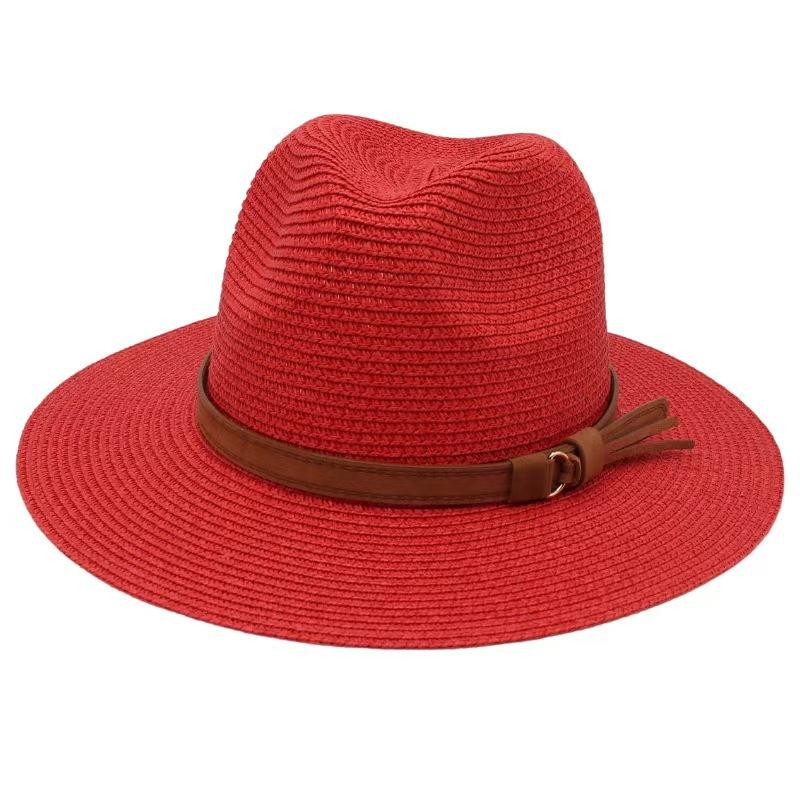 Cappello Panama Primavera Estate con Cinturino Giallo Accessori Cappello di Paglia Spiaggia Traspirante Casual Cappello Jazz Stile Europeo Americano