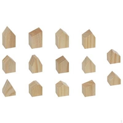 14 Piezas Adornos de Casa de Madera sin Acabar Regalo Creativo Manualidades Decorativas Bloques de Madera para