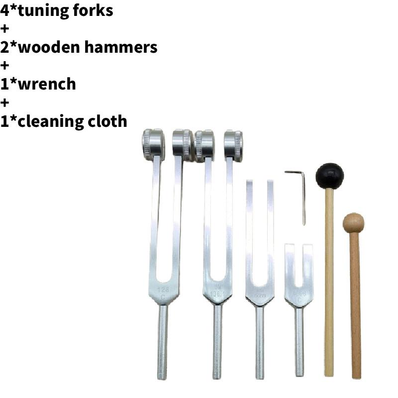 

Premium Aluminum Alloy Tuning Forks For Therapeutic Use And Musical Tuning With Wooden And Black Mallets срібний