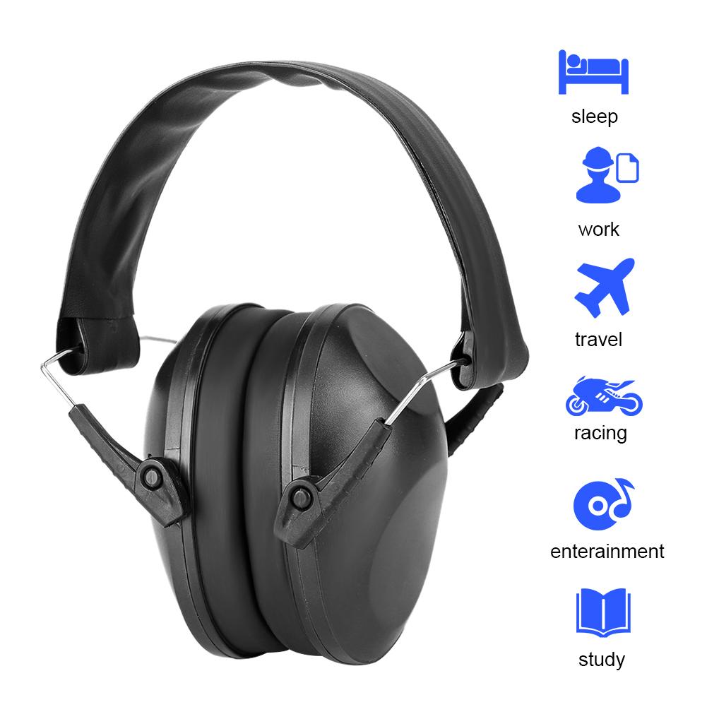 Foldable Protection Earmuff Learning Sleeping AntiNoise Industry Hearing Protector(Black )