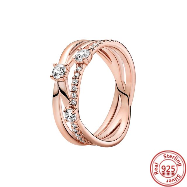 Silver Original Delicate Ring Zirconia Sparkling Row Eternity Round Ring Women European Jewelry DIY