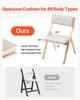 Wooden Folding Chairs with Padded Cushion and Wooden Frame Beige Set of 2