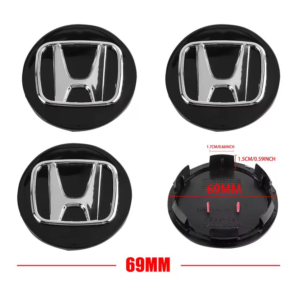4pcs Car Wheel Center Hub Caps Covers 58MM/69MM Compatible with Honda Civic Fit Jazz Accord Pilot CRV Odyssey Passport City HRV