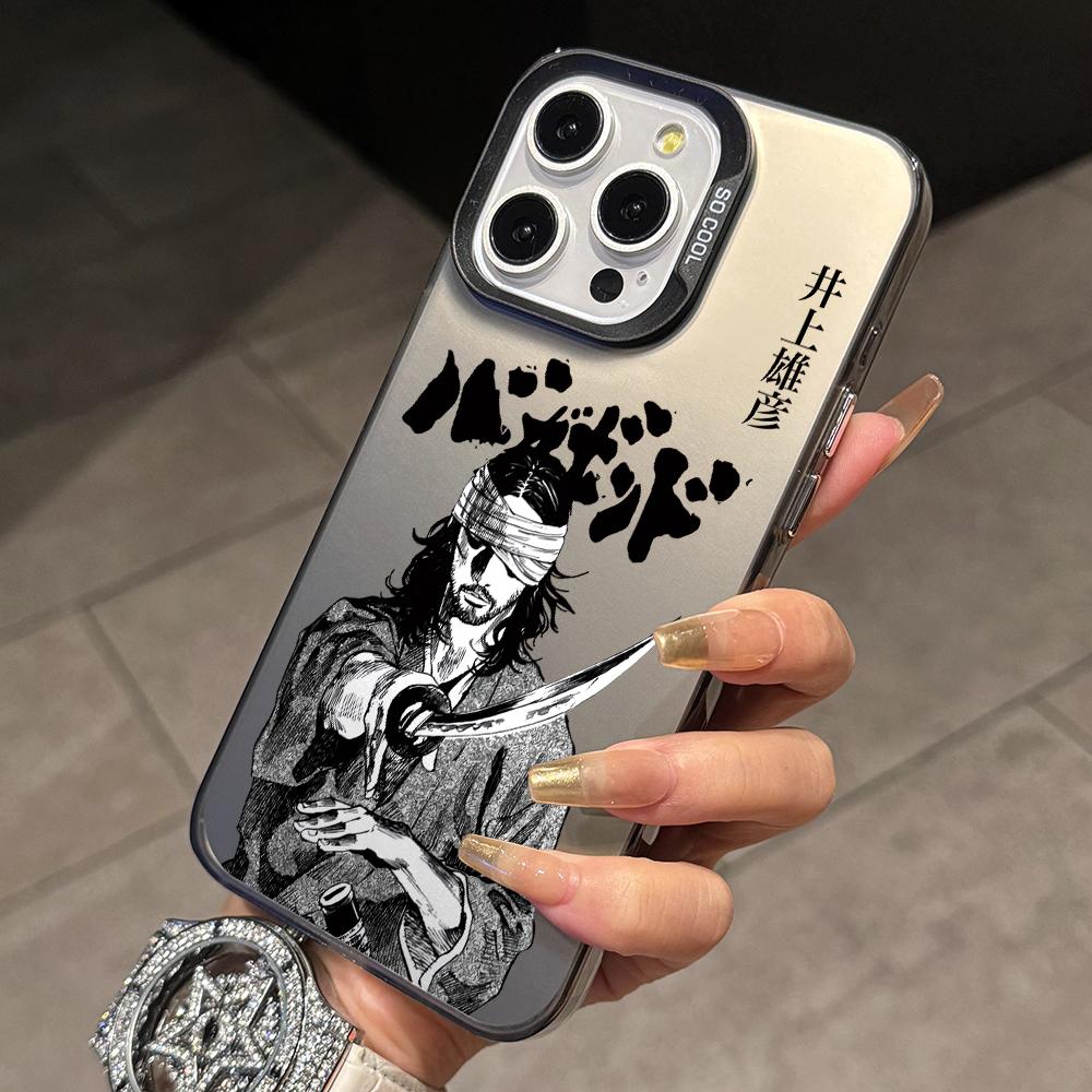Japanese Swordsman Anime Phone Case for iPhone 17 Air 16 16e 15 14 Plus 13 12 11 Pro Max X Xs XR 8 Colorful Silver Hard Cover