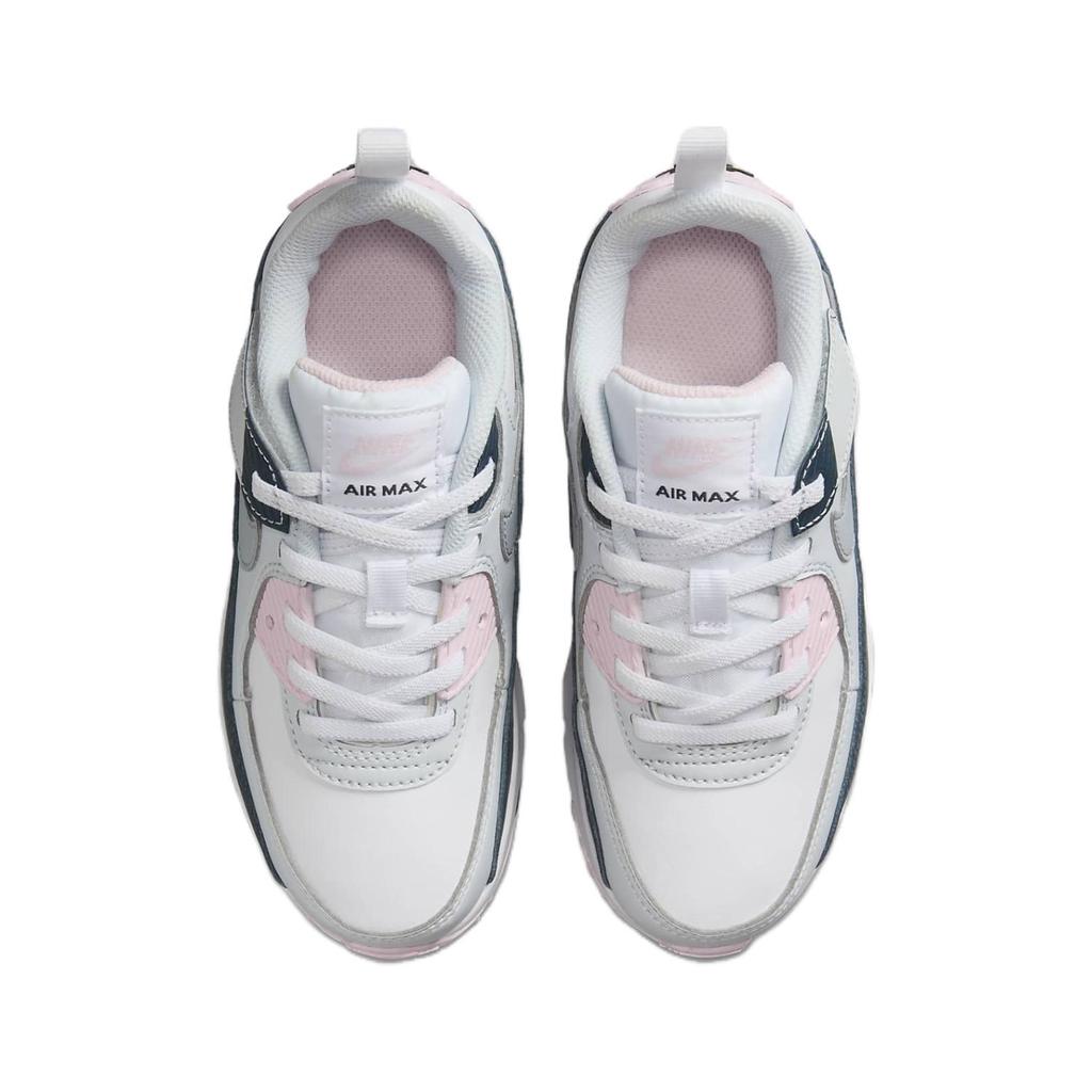 New Nike Air Max 90 Anti Slip Wear Resistant Low Top Kids Lifestyle Shoes White Pink Children Aged 3 7 Years Old HF6357-104