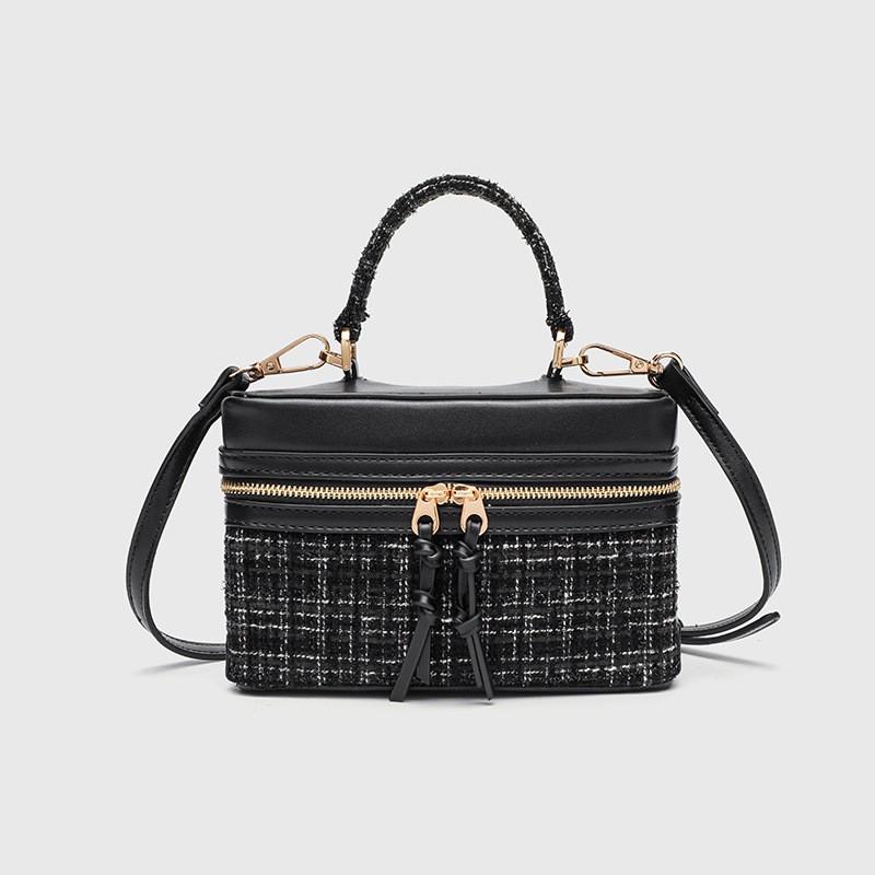 ZR Cross-border New Retro One-shoulder Cross-body Bag Style Woolen Box Portable Cosmetic Square