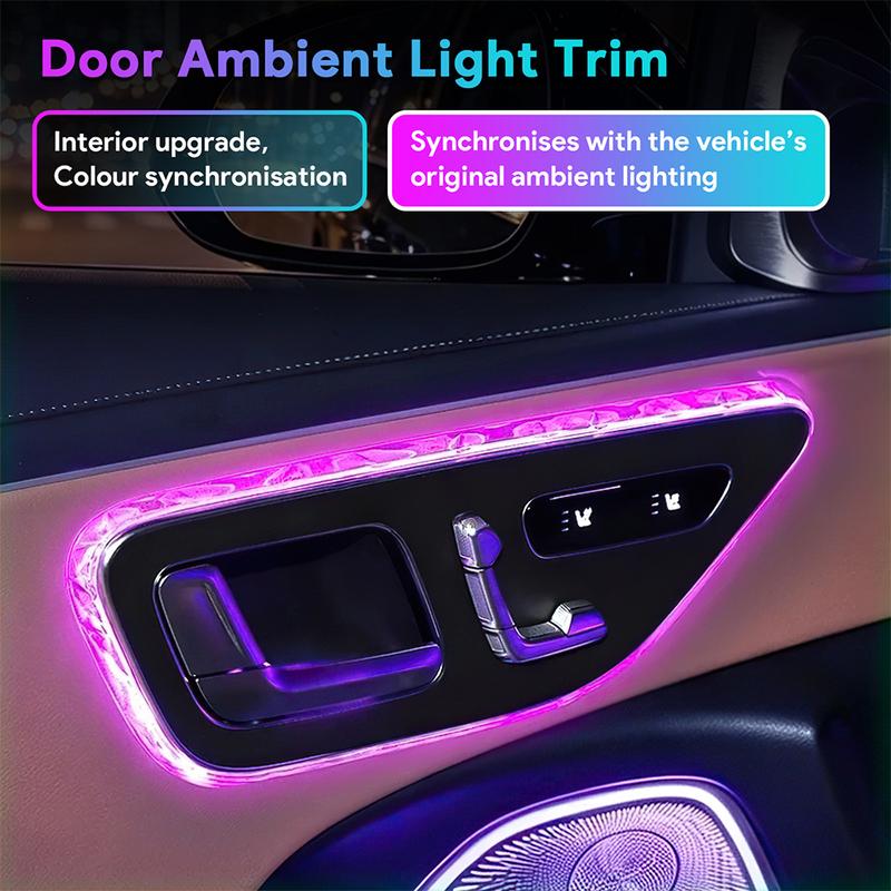 4PCS Crystal Door Light Frame Light Trim For Mercedes Benz C GLC E Class W206 X254 W214 W233 EQS EQE GLE Interior Accessories