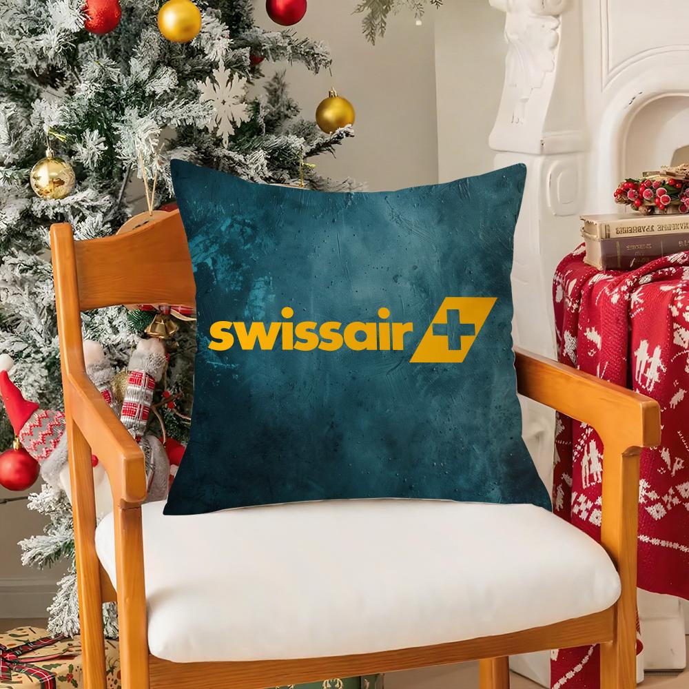 Travel Design S-Swissair Pillow Case Silky Short Plush With Invisible Zipper Dustproof Sofa Cushion Cover For Home Decor