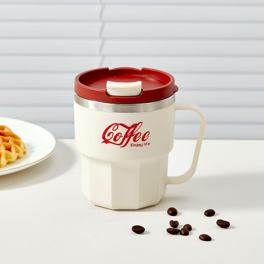 WORTHBUY Portable Double-Walled Insulated Coffee Cup 304 Stainless Steel Mug Reusable Leak-proof Drinking Cup For School Office