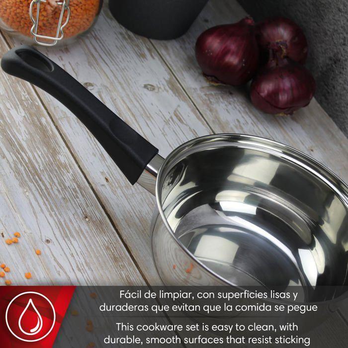 Batterie de cuisine en acier inoxydable - Magefesa - 5 pièces - 2 casseroles - Casserole - 2 couvercles en verre