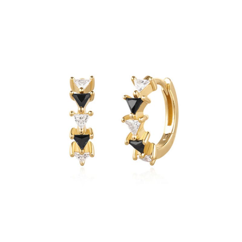 ANIA HAIE Black and White Triangle 925 Silver Ring Earrings E059-13G