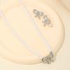 Delicate Bowknot Pendant Necklace and Earrings Combo Graceful Women's Neckchain and Ear Studs Jewelry Set Collection