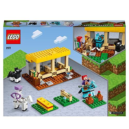 LEGO Minecraft Stall 21171 Spielzeugbausteine Geschenk Videospiel Tiere Jungen und Mädchen ab 8 Jahren