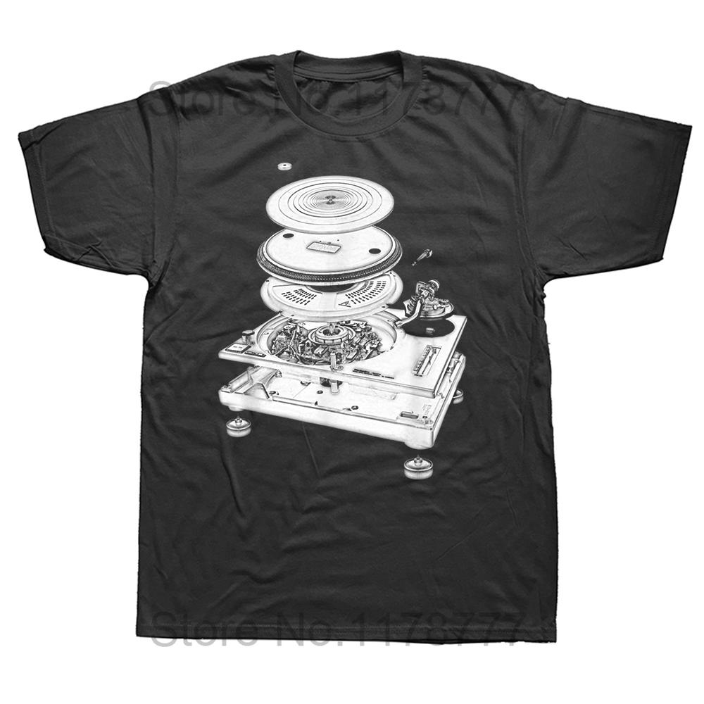 Funny DJ Turntable 1210 Exploded Blueprint Design T Shirts Summer Graphic Streetwear Music Hip Hop Birthday Gifts Tshirt Men