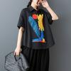 DIMANAF 2026 Plus Size New Summer Blouse Shirt Print Short Sleeve Casual Women Loose Tops Shirts Cotton