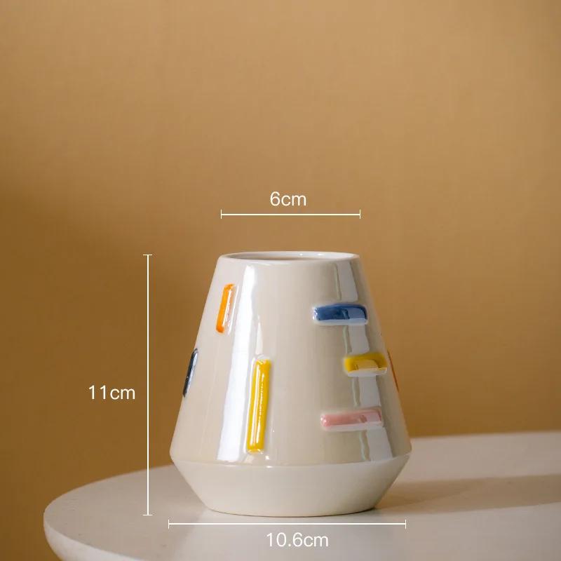 

Керамическая ваза Цветные полосы Ваза для цветов Керамические изделия ручной работы Аксессуары для цветочной композиции Террариум Домашнее украшение