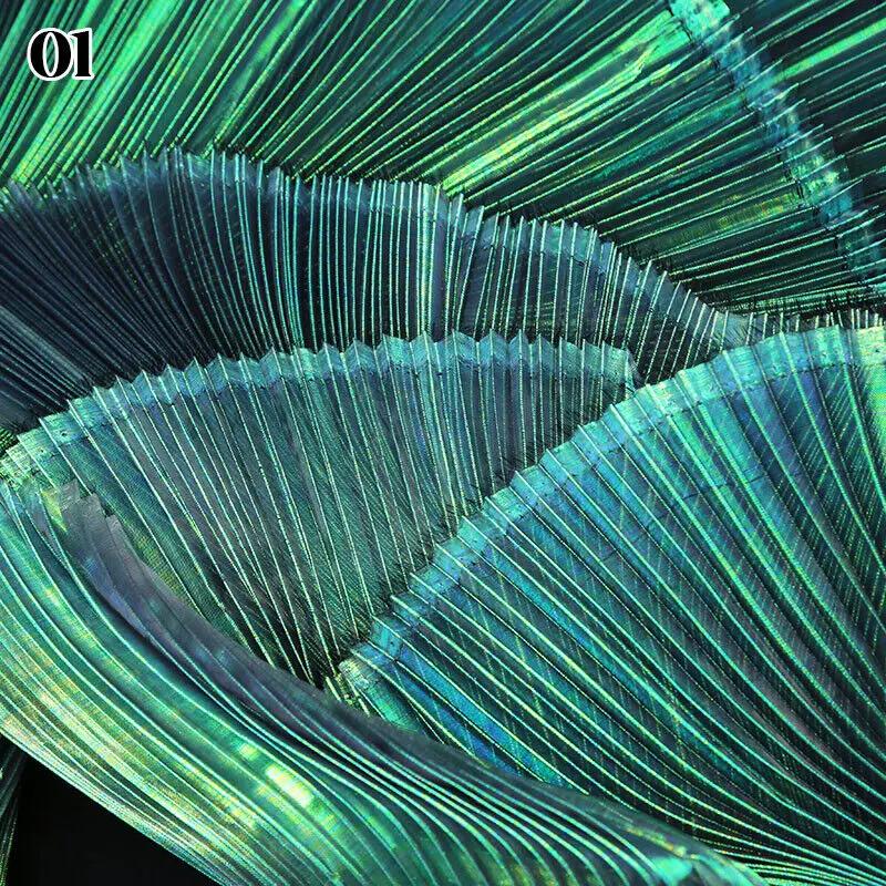 100x140cm Laser Pleated Fabric Crinkle Wedding Photography Background Stage Decors DIY Women Dress Suit Diy Sewing Material