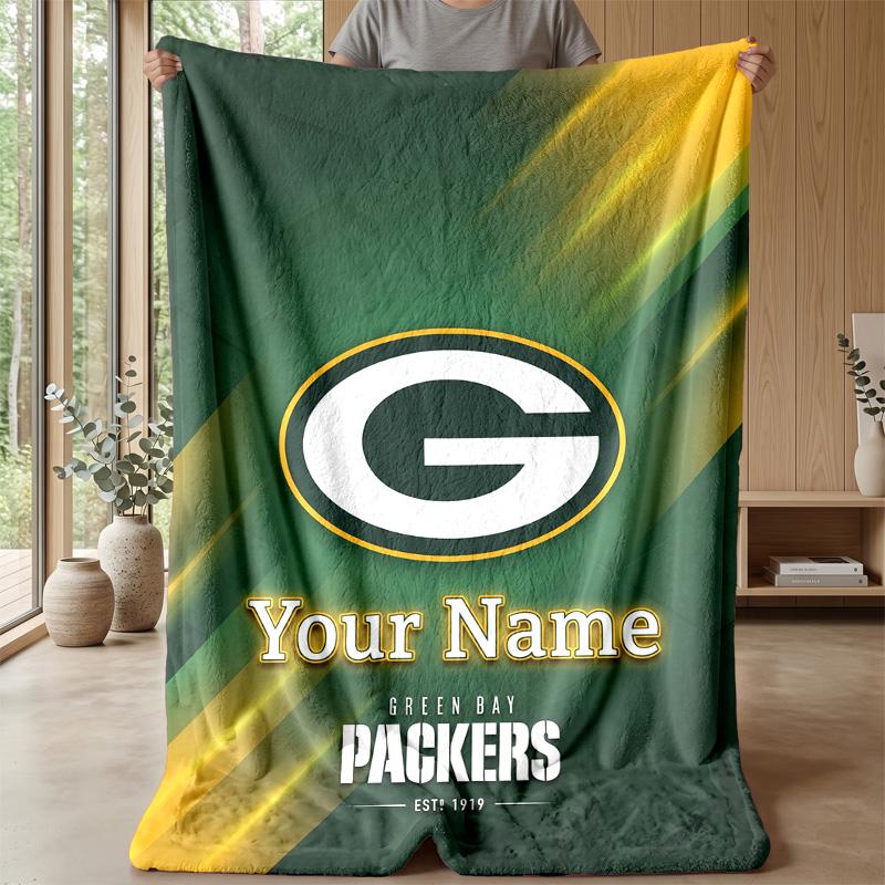 Green Bay Packers Coperta Plaid Personalizzata Stampa il Tuo Nome Testo Morbida Calda Coperta Regalo di Festa