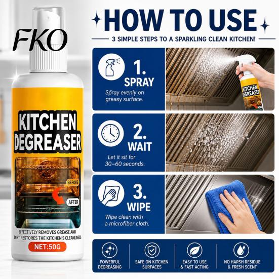 Środek do czyszczenia przypalonych resztek jedzenia Grill Spray, Mocny odtłuszczacz do kuchni, Skuteczny Spray BBQ Usuwa plamy Odtłuszczacz, do