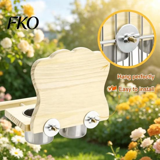 Parrot Feeder Platform 1 Set Platform, Bird Cage with 2 Detachable Stainless Steel Feeding Cups Cups, Wooden Perch Pole, Mirror, Accessories