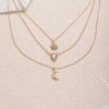 Stacked star necklace, European and American jewelry, women's retro multi-layer light luxury design, diamond-encrusted water drop pendant