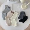 New Products Gentle And Warm Color Stacked Socks For Women Color Blocking Fungus Edge Lace Cotton Socks Boneless Socks