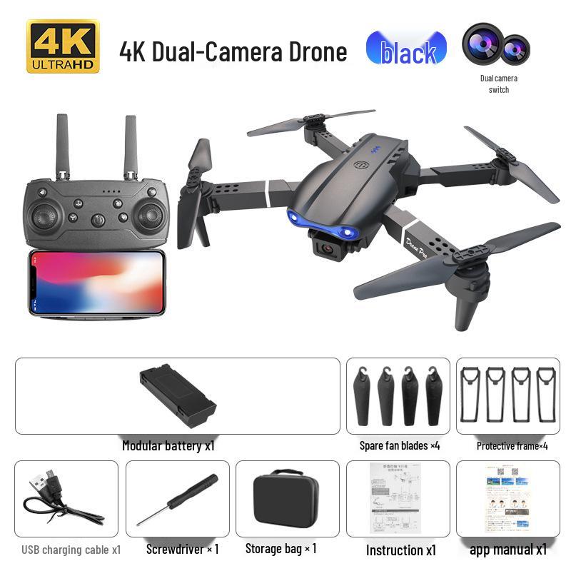 Drone Dobrável E99Pro com Câmeras HD Duplas e Altitude Hold, Aeronave de Controle Remoto de 4 Eixos E88Pro K3