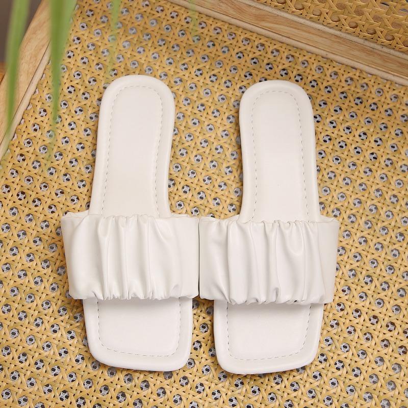 Summer Comfortable Flat Slippers Large Size - Fashion One-Word Folds with Fashion Women's Shoes