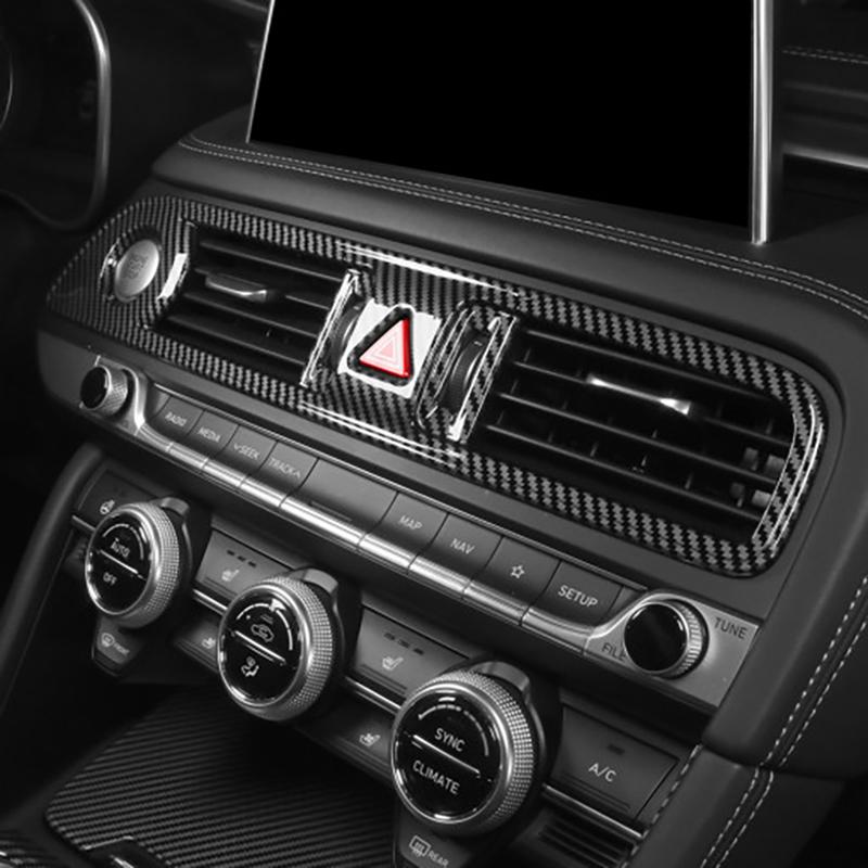 For Genesis G70     Carbon Fiber Style ABS Central Air Condition Outlet Vent Cover Trim Interior Accessories