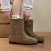 Retro Suede Fairy Wind European and American Locomotive Women's Knight Boots Autumn and Winter Mori Versatile Short Boots Flat-bottomed Fashion Boots