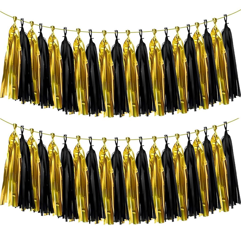 20 Pcs/Bag 35Cm Paper Tassel Black Gold New Year'S Birthday Party Wedding Arrangement Diy Tassel Curtain Ribbon