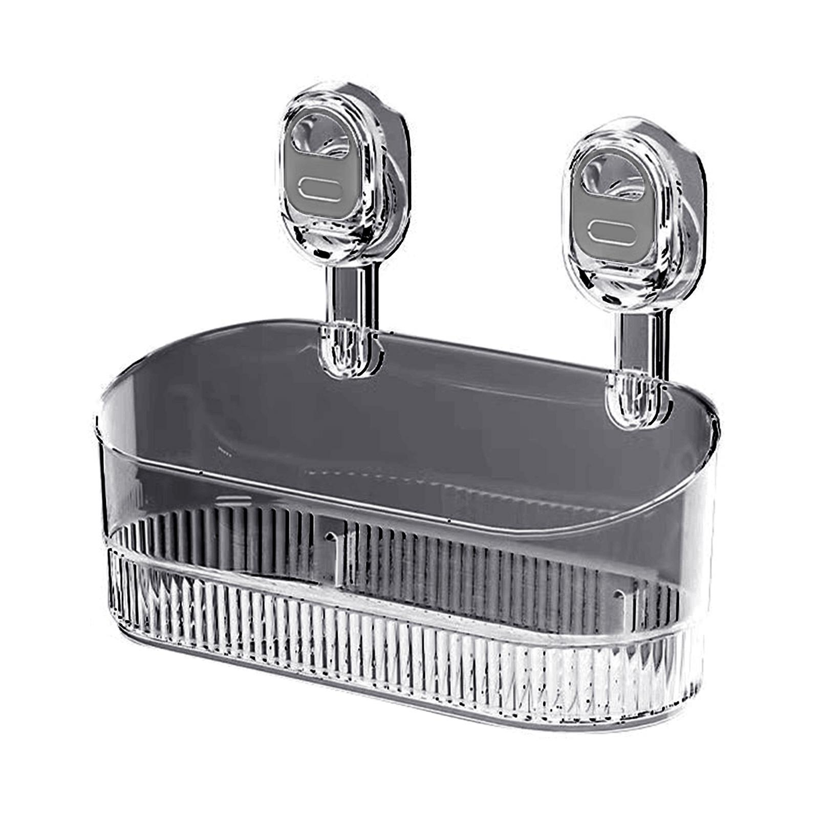 

Надміцна присоска Коробка для зберігання Настінне кріплення Тримач для косметики для ванної кімнати Прозора полиця для використання у ванній кімнаті та на кухні сірий