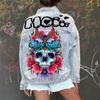 2409* Western Tribal Vintage Print Amazon Denim Jacket Cowgirl Jacket Long Sleeve Lapel