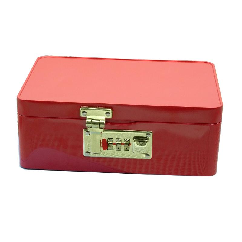 

Key Safe Box Storage Organizer Metal Cash Box with Combination Lock Secure Money Storage for Business & Retail красный