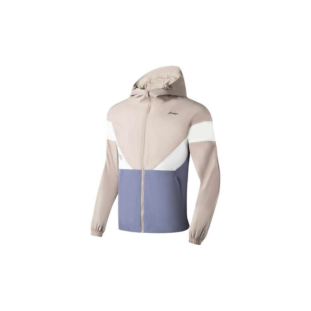 Li Ning Color Block Zip Windbreaker Jacket Men Jackets Goat-Gray Dark-Gray Purple AFDT033-6